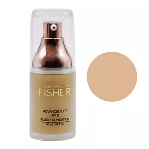 کرم پودر مایع SPF 30 گلدن فیشر مدل Fluid foundation شماره F02 مناسب برای انواع پوست حجم 30 میلی لیتر