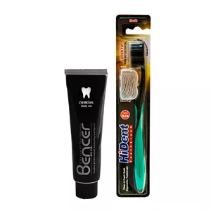 مسواک های دنت مدل 924 با برس نرم به همراه خمیر دندان بنسر مدل ذغالی حجم 120 میلی لیتر 