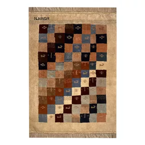 گبه دستبافت قشقایی یک متری نرمین کسا کد NKP.RJ0080 زمینه کرم