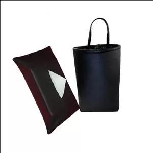 کیسه زباله خودرو مدل چرمی به همراه جای دستمال کاغذی 