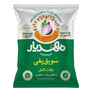 سویق پفی غلات کامل مهدیار با طعم پیاز و جعفری - 50 گرم