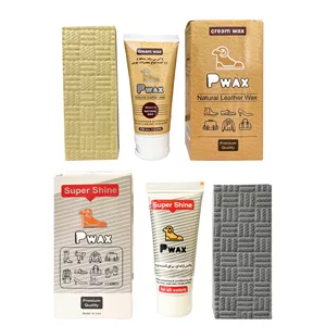 واکس براق کننده و محافظ چرم کفش پی واکس مدل pwax2kj به همراه ابر مجموعه 4 عددی