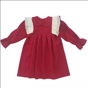 پیراهن آستین بلند یقه ب ب دخترانه مدل کبریتی یلدایی