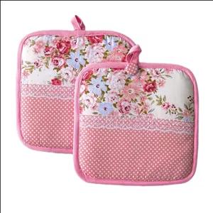 دستگیره آشپزخانه مدل مربع گل‌دار کد 02 مجموعه دو عددی 