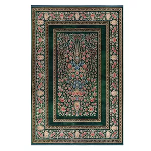 فرش ماشینی 1200 شانه محتشم زمینه سبز حاشیه سبز مدل 25CS0290