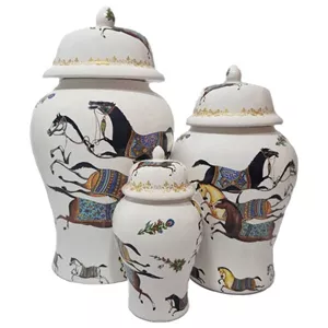 بانکه مدل جینجر جار طرح اسب هرمس کد 280 مجموعه 3 عددی