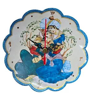 ساعت میناکاری مسی میناسرای نیکنامی مدل مینیاتوری طرح لیلی و مجنون 