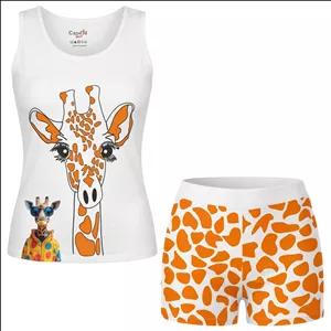 ست تاپ و شلوارک راحتی زنانه مدل زرافه