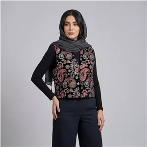 جلیقه رسمی زنانه مدل مخمل گل‌دار