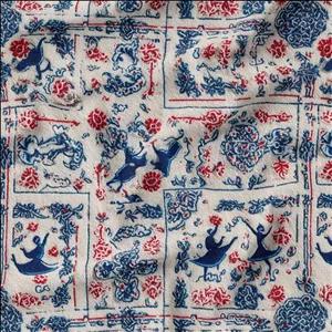 پارچه ملحفه عرض 1.5 متر پارچه باما طرح سه بعدی فرش ایرانی شروین کد 5015394 رنگ آبی