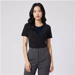بلوز آستین کوتاه یقه گرد زنانه شین مدل لمه کد Sh-77