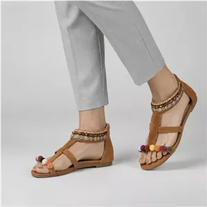 صندل زنانه اسمارا مدل چرم طبیعی بوهمین 