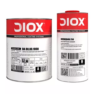 رنگ پلی اورتان اکریلیک سفید براق سوپر دیوکس مدل DA80.00.1000 وزن 4/5 کیلوگرم به همراه هاردنر