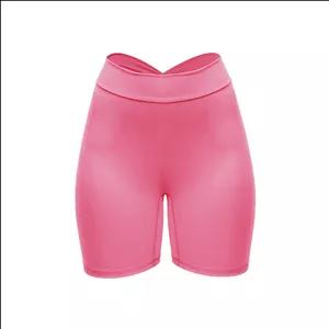 شورتک ورزشی زنانه مدل فلامینگو پشت چین دار هفتی کد 2433-PINK