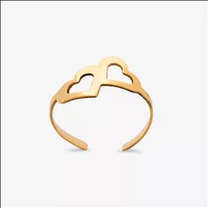 انگشتر طلا 18 عیار زنانه پرسته مدل دوقلب کد wr1141 سایز 53 