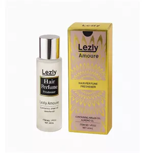 عطر موی لزلی مدل Amoure، حجم 60 میلی لیتر، با رایحه گرم و شیرین، حاوی روغن آرگان و روغن بادام