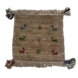 گبه دستبافت قشقایی 0.16 متری کد Nkpa.ha.G4.50 زمینه کرم