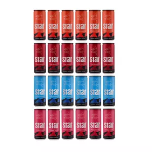 نوشابه انرژی زا گازدار 4 طعم لایف استار - 250 میلی لیتر بسته 24 عددی