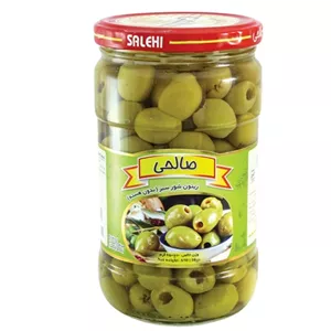 زیتون شور سبز ویژه بدون هسته صالحی وزن 650 گرم مجموعه 12عددی