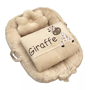 سرویس تشک گارددار ۳ تکه پینک بلو طرح زرافه