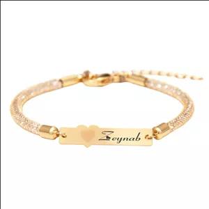 دستبند  بند و طلا 18 عیار زنانه لیردا مدل اسم زینب 30309