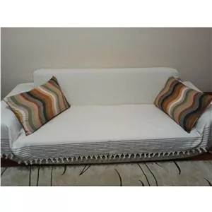 شال مبل مدل منگوله دار ترک طرح لوزی سایز 220*170 سانتی متر