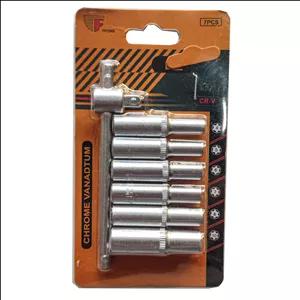 سری آچار بکس ستاره ای و دسته بکس کشویی مدل f-501 مجموعه 7 عددی