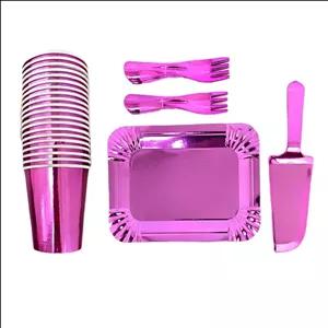 پیش دستی و لیوان یکبار مصرف مدل متالایز مجموعه ۳۱ عددی