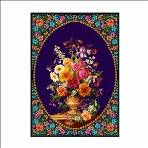 نخ و نقشه تابلوفرش مدل گلدانی تمام ابریشم