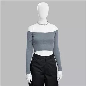 کراپ بلوز آستین بلند یقه قایقی زنانه ترندیول مدل 835353685