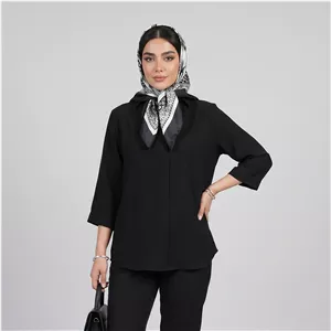 بلوز آستین سه ربع یقه برگردان زنانه ال سی وایکیکی مدل S589766Z8