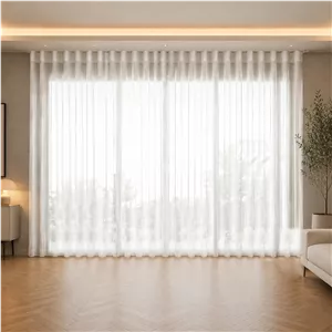 پرده تیکو دکو مدل مینیمال ست کامل اماده طرح کتان شفاف افکت دار سایز 280 × 260 سانتی‌متر مجموعه 8 عددی