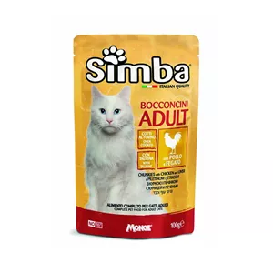 پوچ گربه بالغ مونژ مدل Simba Cat Chunkies طعم مرغ و جگر وزن 100 گرم