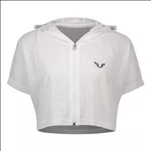 کراپ تی شرت زیپ‌دار ورزشی آستین کوتاه زنانه نوزده نودیک مدل TS1992 W