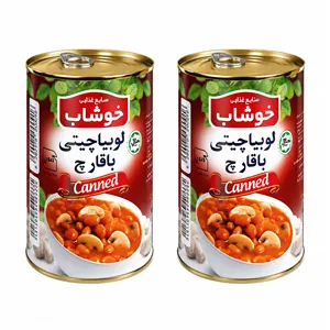 کنسرو لوبیا چیتی با قارچ خوشاب - 350 گرم بسته 2 عددی
