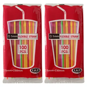 نی نوشیدنی یکبار مصرف مدل تاشو 2 بسته 100 عددی