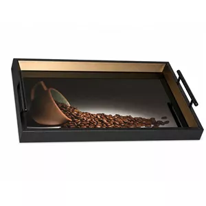 سینی طرح قهوه مدل دکوراتیو سایز 40*30 سانتی متر