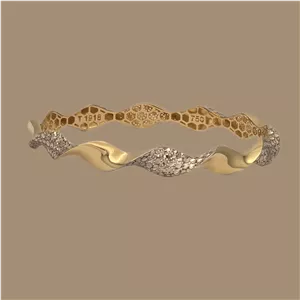 النگو طلا کم اجرت 18 عیار زنانه گالری طلا و شمش برلیان مدل فیوژن استخوانی پیچی سایز 1