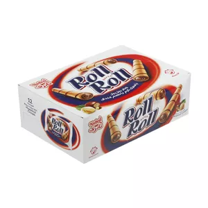 ویفر رول رول با مغزی کرم با طعم فندق نادری - 40 گرم بسته 12 عددی