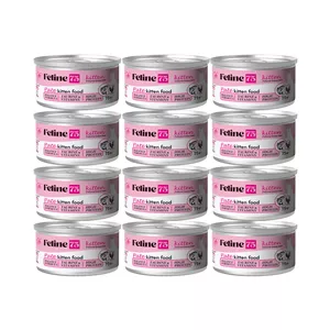 کنسرو غذای گربه نابالغ فیلاین 75 مدل Kitten پته طعم مرغ و ماهی وزن 900 گرم بسته 12 عددی
