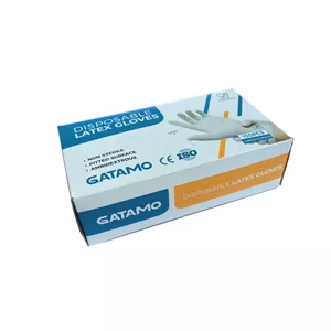 دستکش لاتکس غیر پودری گاتامو مدل PMP107 سایز کوچک (S) بسته 100 عددی