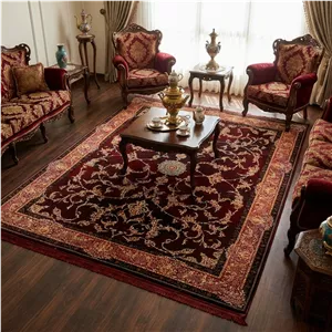 فرش ماشینی 700 شانه لک لک  زمینه لاکی حاشیه لاکی مدل 8811