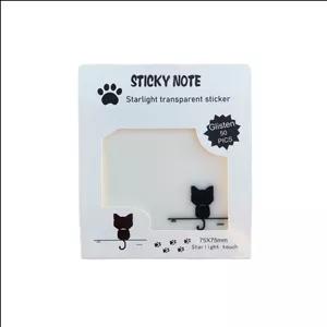 کاغذ چسب دار مدل استیک نوت شفاف شاین دار طرح گربه
