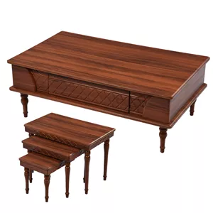 میز پذیرایی میز چوب مدل الماس مجموعه 4 عددی