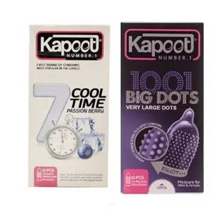 کاندوم خاردار کاپوت مدل BIG DOTS بسته 10 عددی به همراه کاندوم خنک کننده کاپوت مدل 7 cool time بسته 12عددی