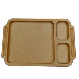 سینی دسته دار مدل چوبی طرح سه خانه کد MP21