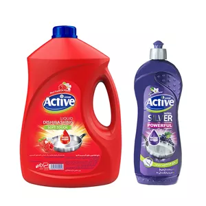 مایع ظرفشویی اکتیو مدل Red Fruits and Flower وزن 3500 گرم به همراه مایع ظرفشویی اکتیو مدل Grape and Flower مقدار 750 گرم