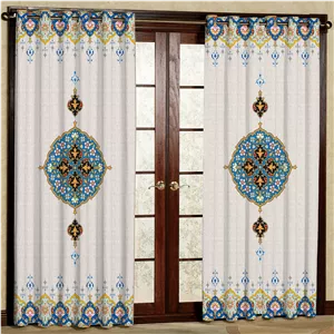 پرده طرح ترنج مدل مخمل پانچی کد 4197 W سایز 140x200 سانتی متر