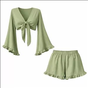 ست نیم تنه و شلوارک راحتی زنانه مدل شیرین کد 011