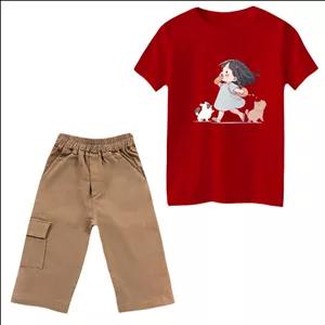 ست تی‌شرت و شلوارک دخترانه مدل دخترک و سگ ها